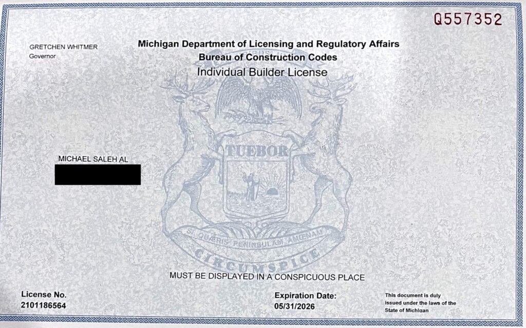 Michael Al Michigan Builders License
